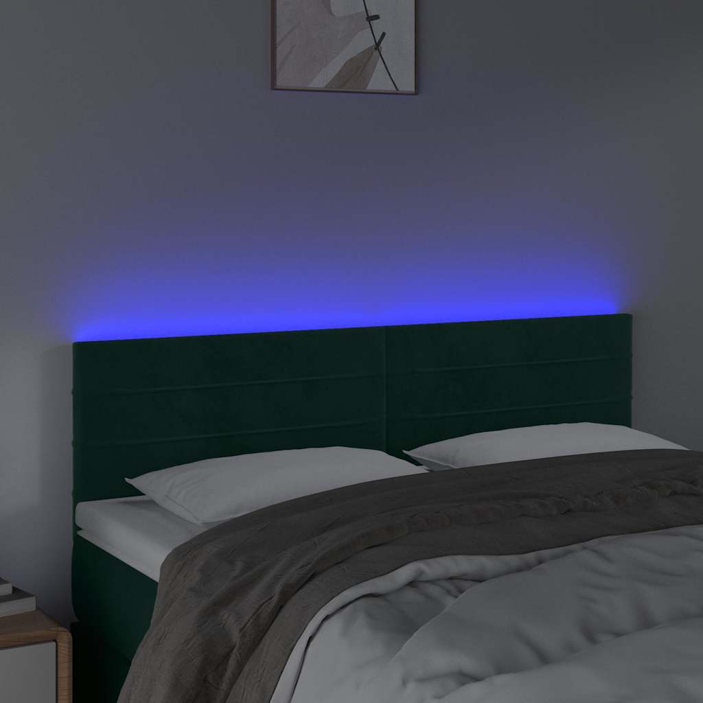 Testiera a LED Verde Scuro 144x5x78/88 cm in Velluto | homemem39