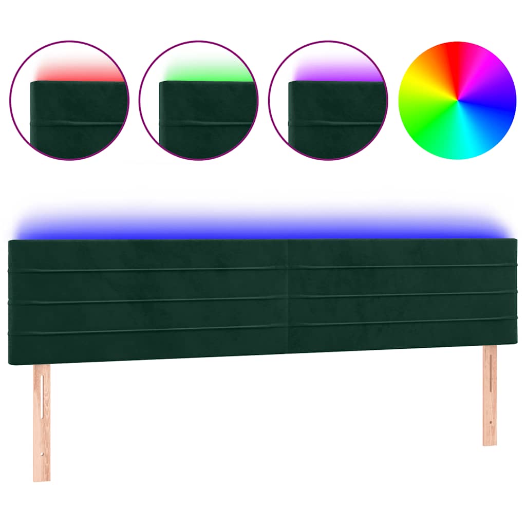 Testiera a LED Verde Scuro 160x5x78/88 cm in Velluto | homemem39