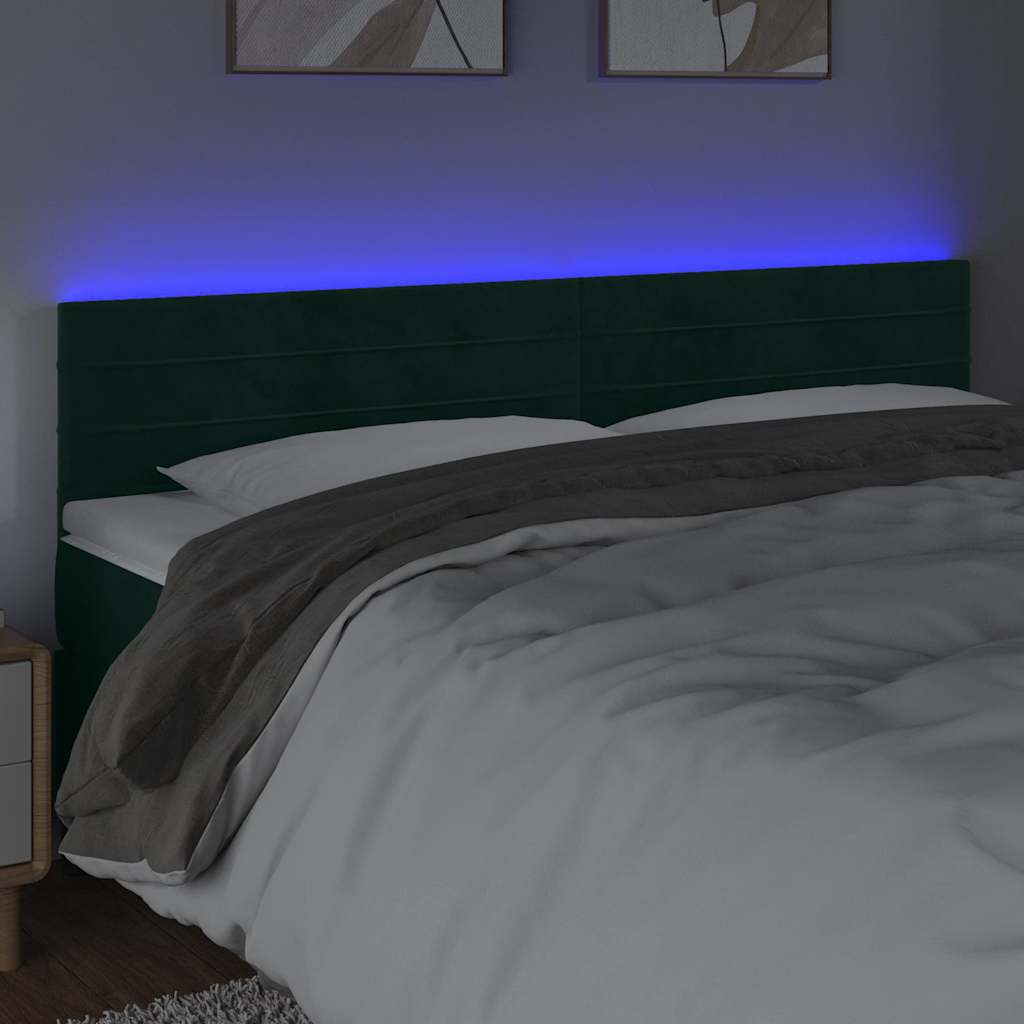 Testiera a LED Verde Scuro 160x5x78/88 cm in Velluto | homemem39