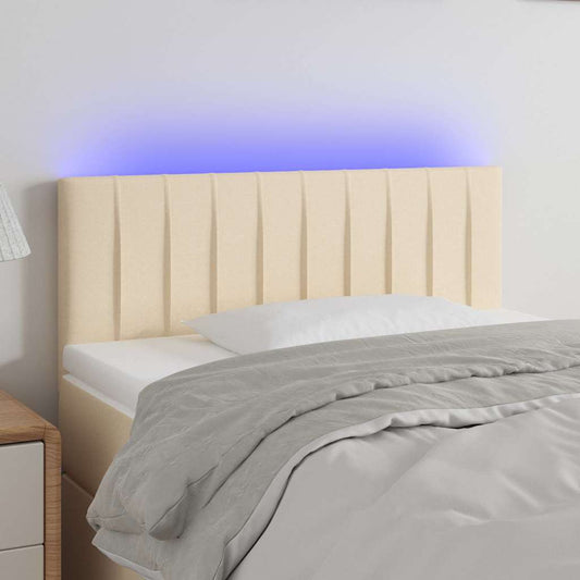 Testiera a LED Crema 80x5x78/88 cm in Tessuto