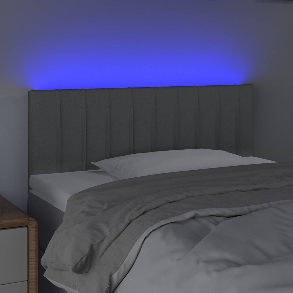 Testiera a LED Grigio Chiaro 100x5x78/88 cm in Tessuto
