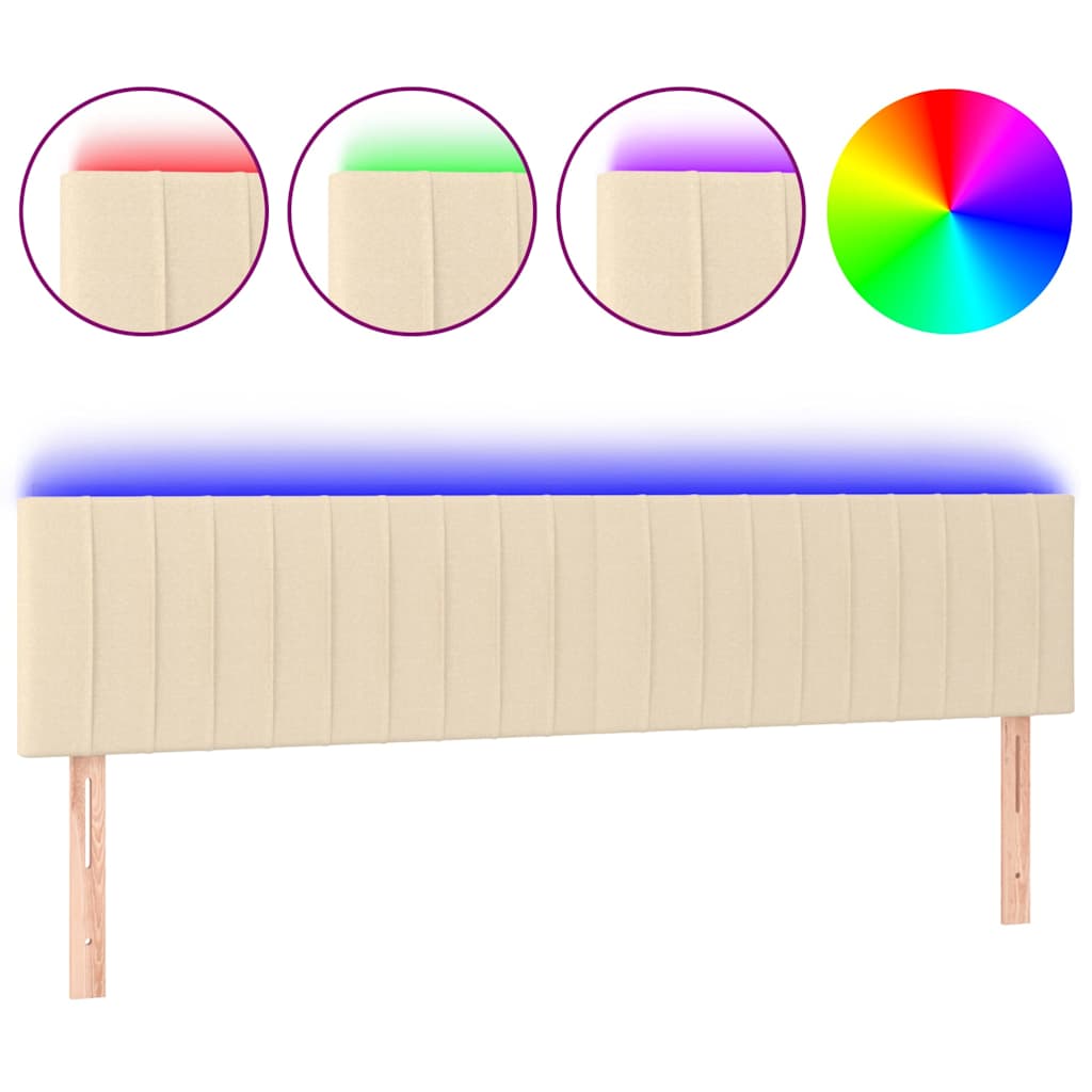 Testiera a LED Crema 200x5x78/88 cm in Tessuto