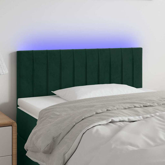 Testiera a LED Verde Scuro 100x5x78/88 cm in Velluto