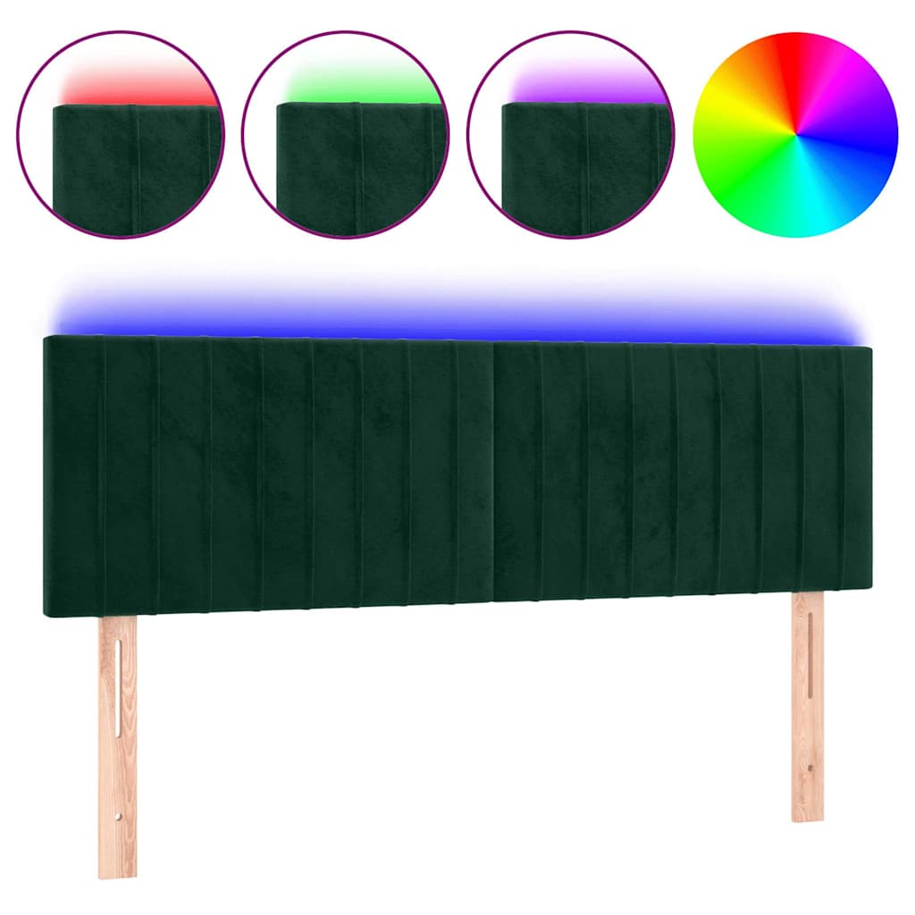Testiera a LED Verde Scuro 144x5x78/88 cm in Velluto