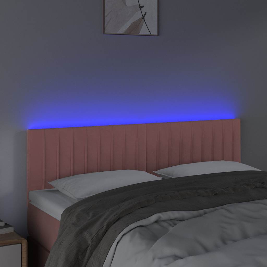 Testiera a LED Rosa 144x5x78/88 cm in Velluto