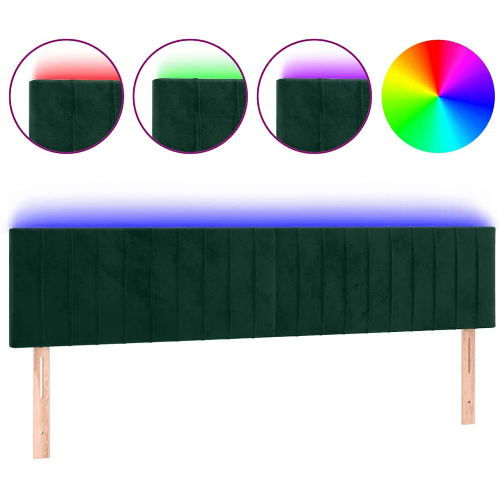 Testiera a LED Verde Scuro 160x5x78/88 cm in Velluto