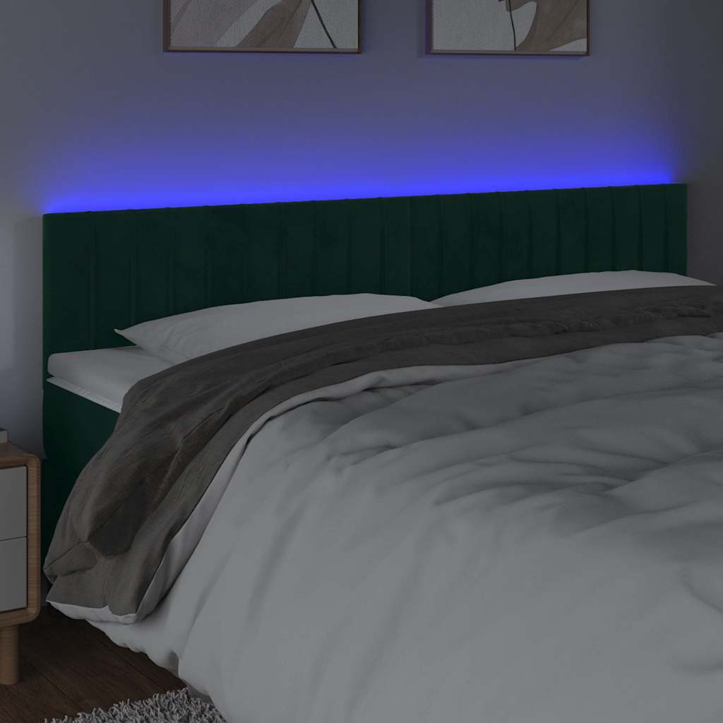 Testiera a LED Verde Scuro 160x5x78/88 cm in Velluto | homemem39