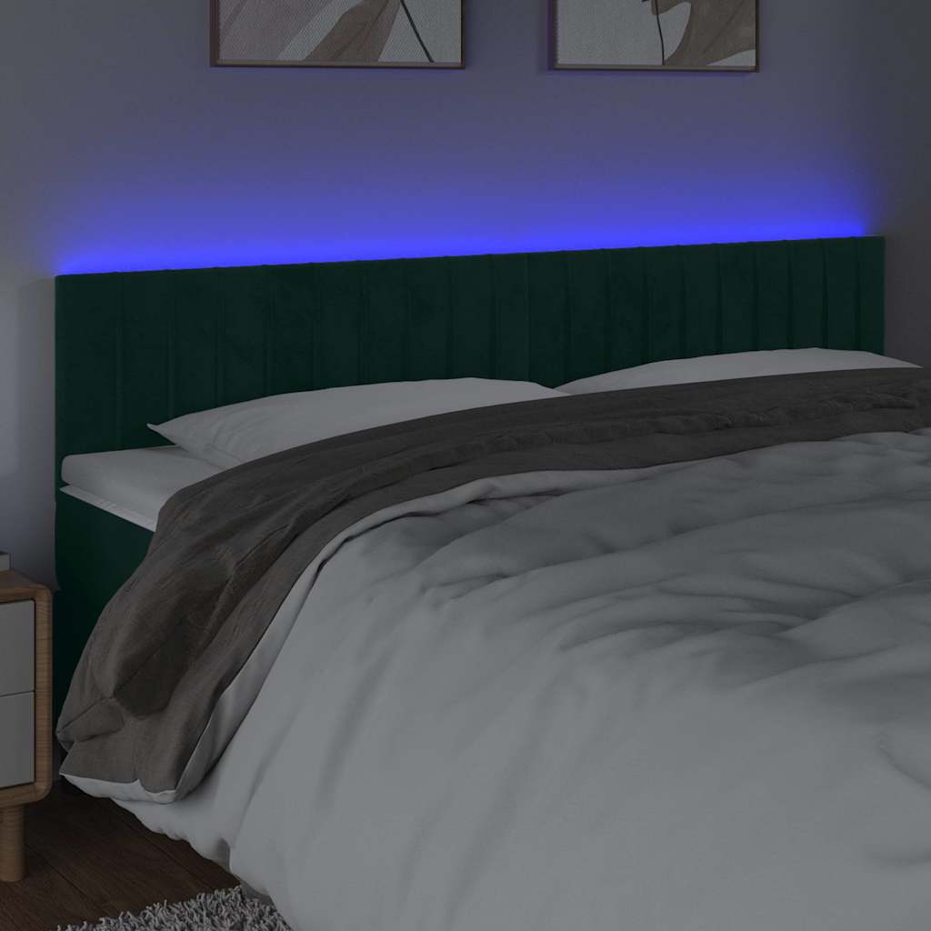 Testiera a LED Verde Scuro 160x5x78/88 cm in Velluto