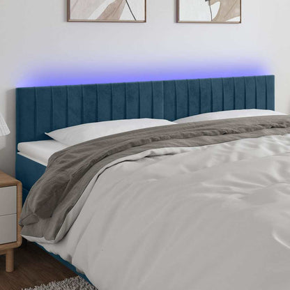 Testiera a LED Blu Scuro 180x5x78/88 cm in Velluto