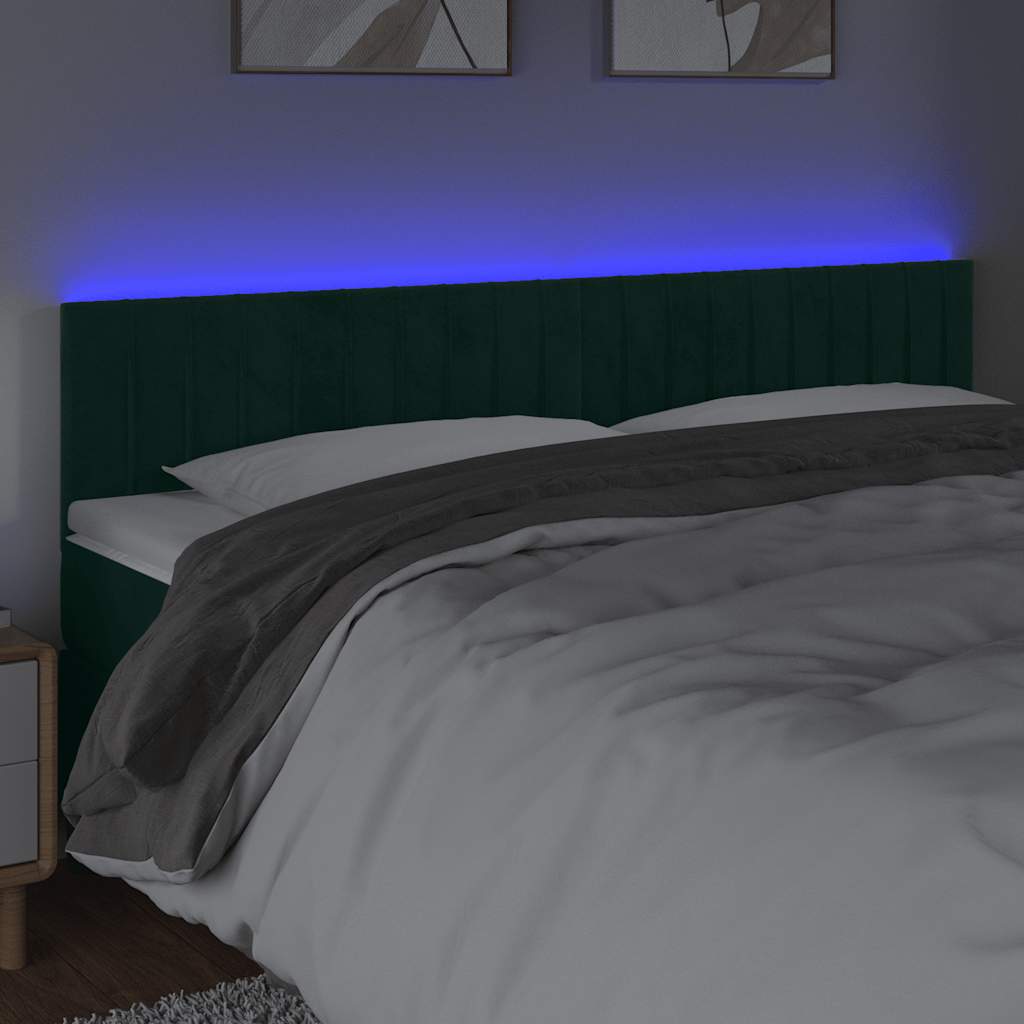 Testiera a LED Verde Scuro 200x5x78/88 cm in Velluto | homemem39