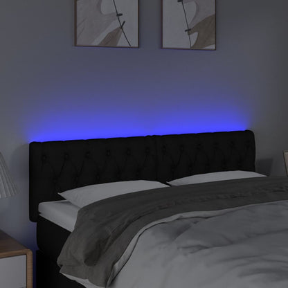 Testiera a LED Nera 144x7x78/88 cm in Tessuto | homemem39