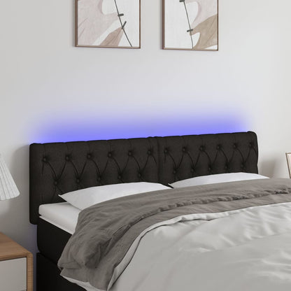 Testiera a LED Nera 144x7x78/88 cm in Tessuto | homemem39