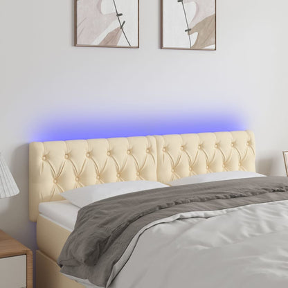 Testiera a LED Crema 160x7x78/88 cm in Tessuto