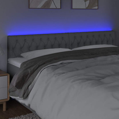Testiera a LED Grigio Chiaro 200x7x78/88 cm in Tessuto