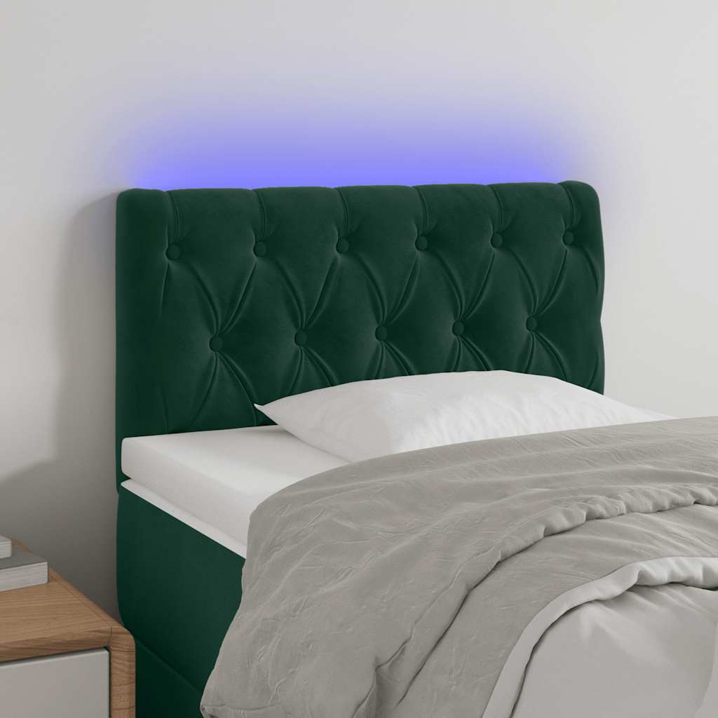 Testiera a LED Verde Scuro 80x7x78/88 cm in Velluto