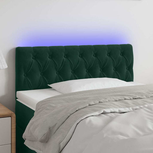 Testiera a LED Verde Scuro 90x7x78/88 cm in Velluto