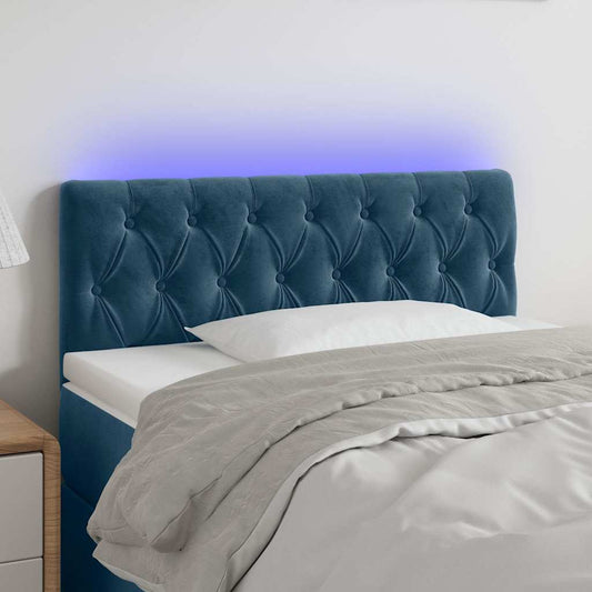 Testiera a LED Blu Scuro 100x7x78/88 cm in Velluto