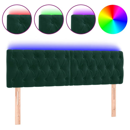 Testiera a LED Verde Scuro 144x7x78/88 cm in Velluto | homemem39