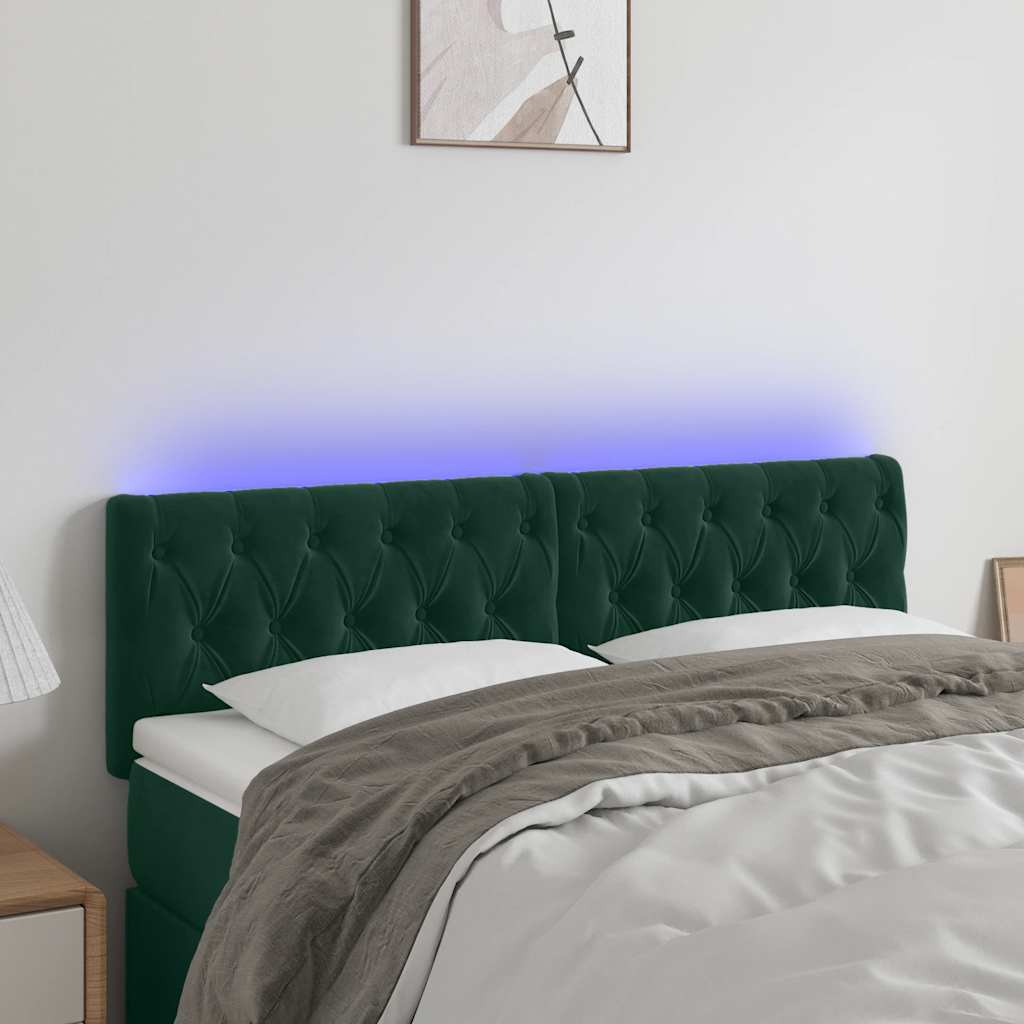 Testiera a LED Verde Scuro 144x7x78/88 cm in Velluto | homemem39