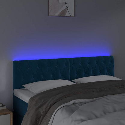 Testiera a LED Blu Scuro 144x7x78/88 cm in Velluto