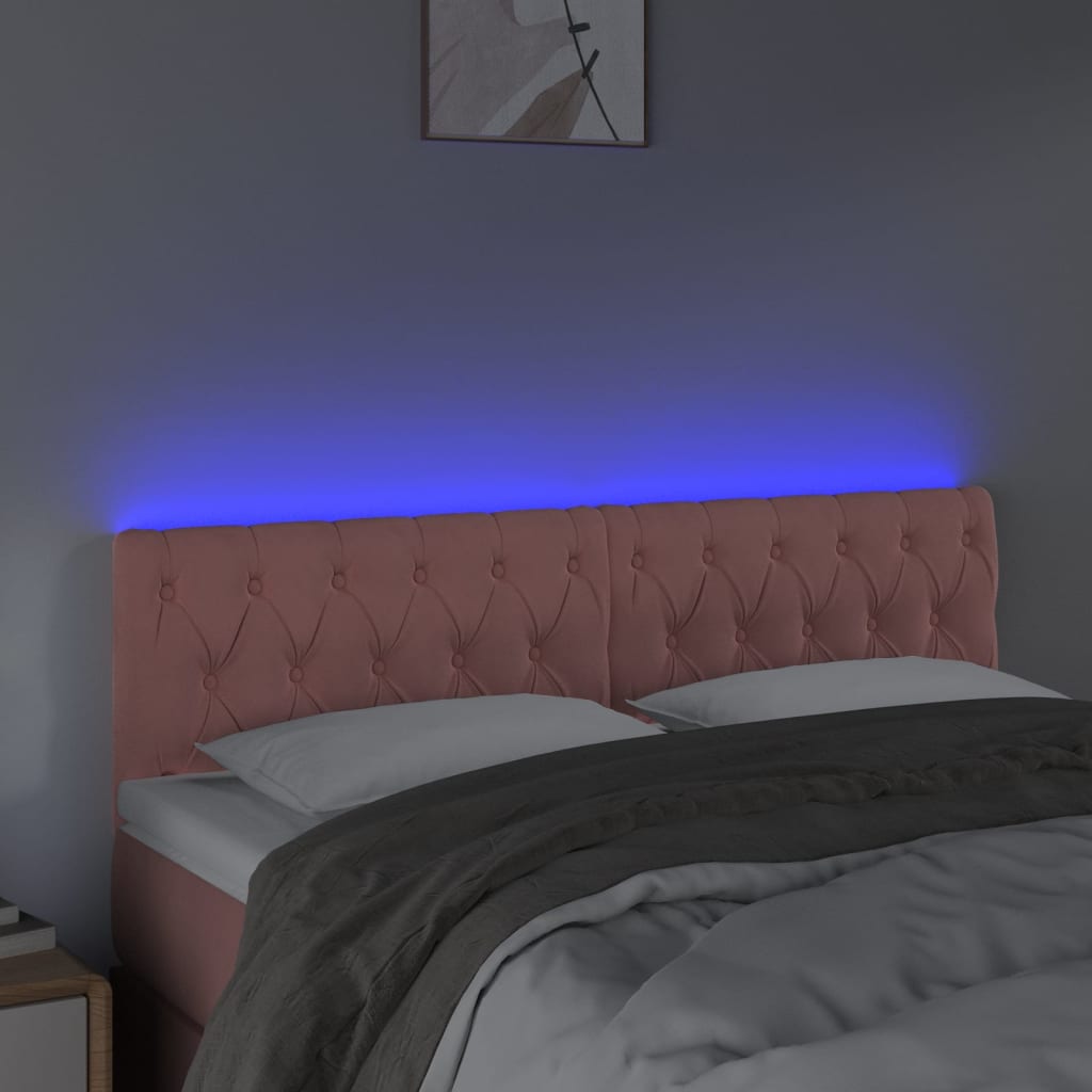 Testiera a LED Rosa 144x7x78/88 cm in Velluto