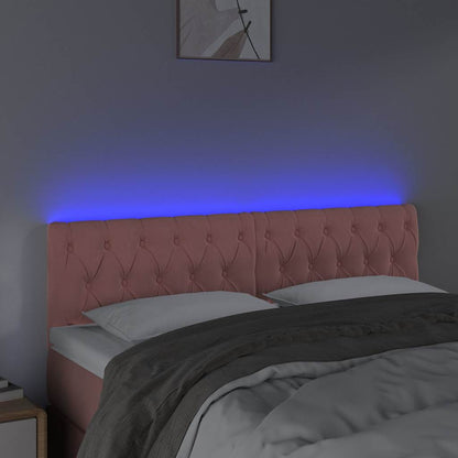 Testiera a LED Rosa 144x7x78/88 cm in Velluto