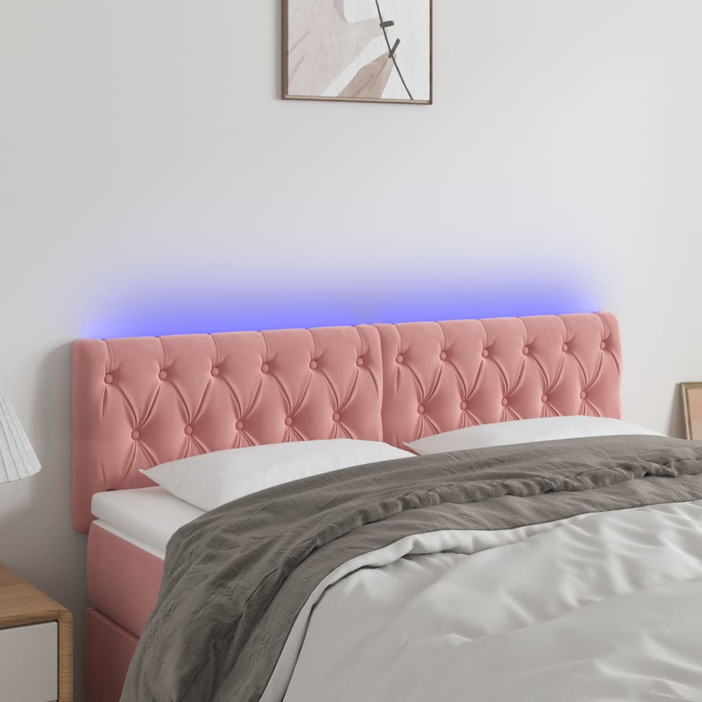 Testiera a LED Rosa 144x7x78/88 cm in Velluto