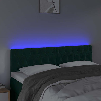 Testiera a LED Verde Scuro 160x7x78/88 cm in Velluto