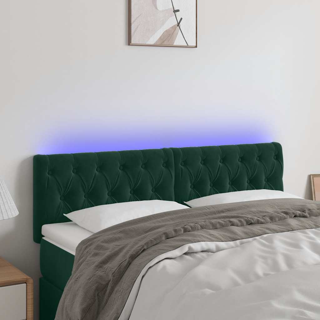 Testiera a LED Verde Scuro 160x7x78/88 cm in Velluto