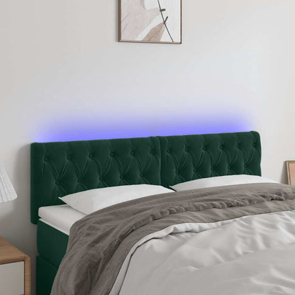 Testiera a LED Verde Scuro 160x7x78/88 cm in Velluto