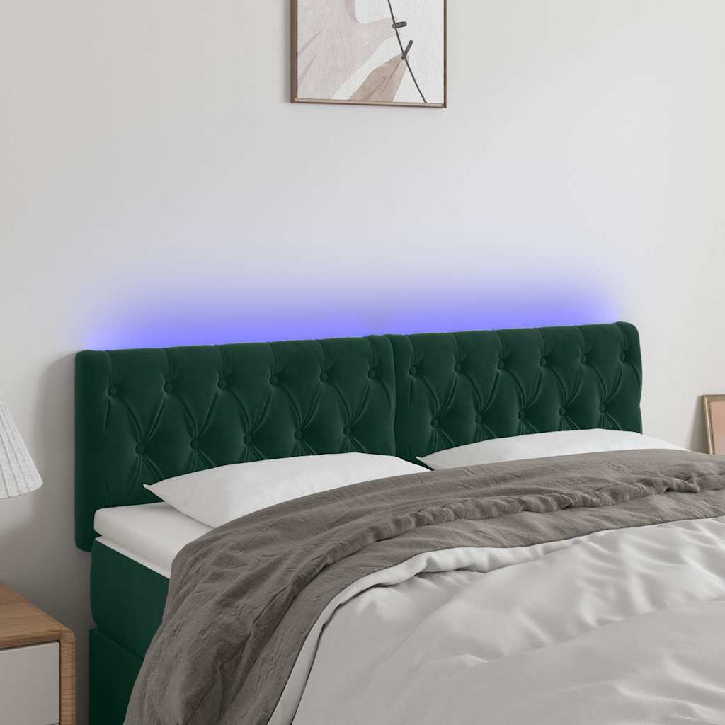 Testiera a LED Verde Scuro 160x7x78/88 cm in Velluto