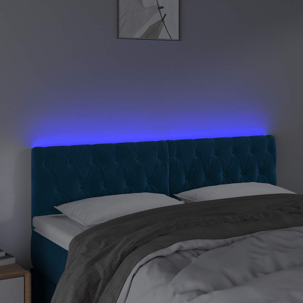 Testiera a LED Blu Scuro 160x7x78/88 cm in Velluto