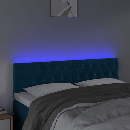 Testiera a LED Blu Scuro 160x7x78/88 cm in Velluto
