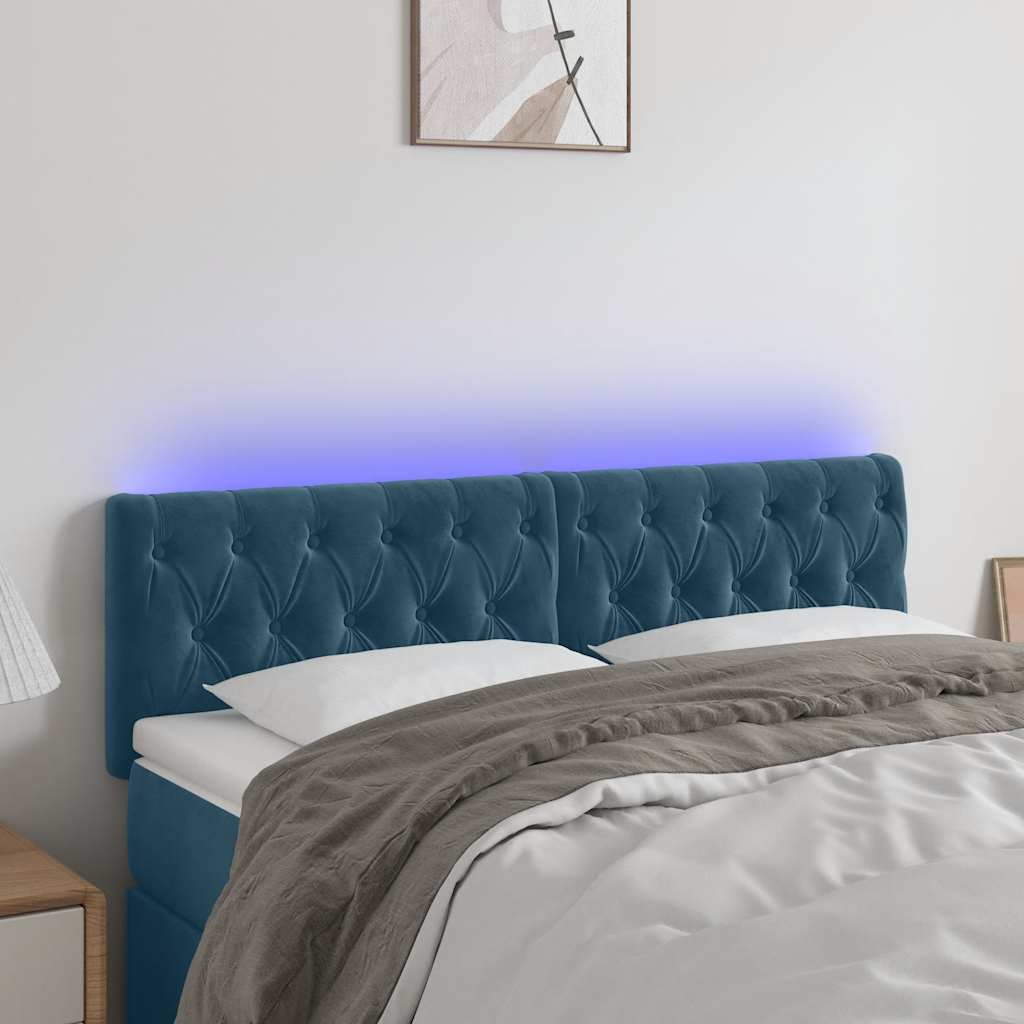 Testiera a LED Blu Scuro 160x7x78/88 cm in Velluto