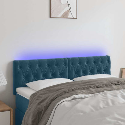 Testiera a LED Blu Scuro 160x7x78/88 cm in Velluto