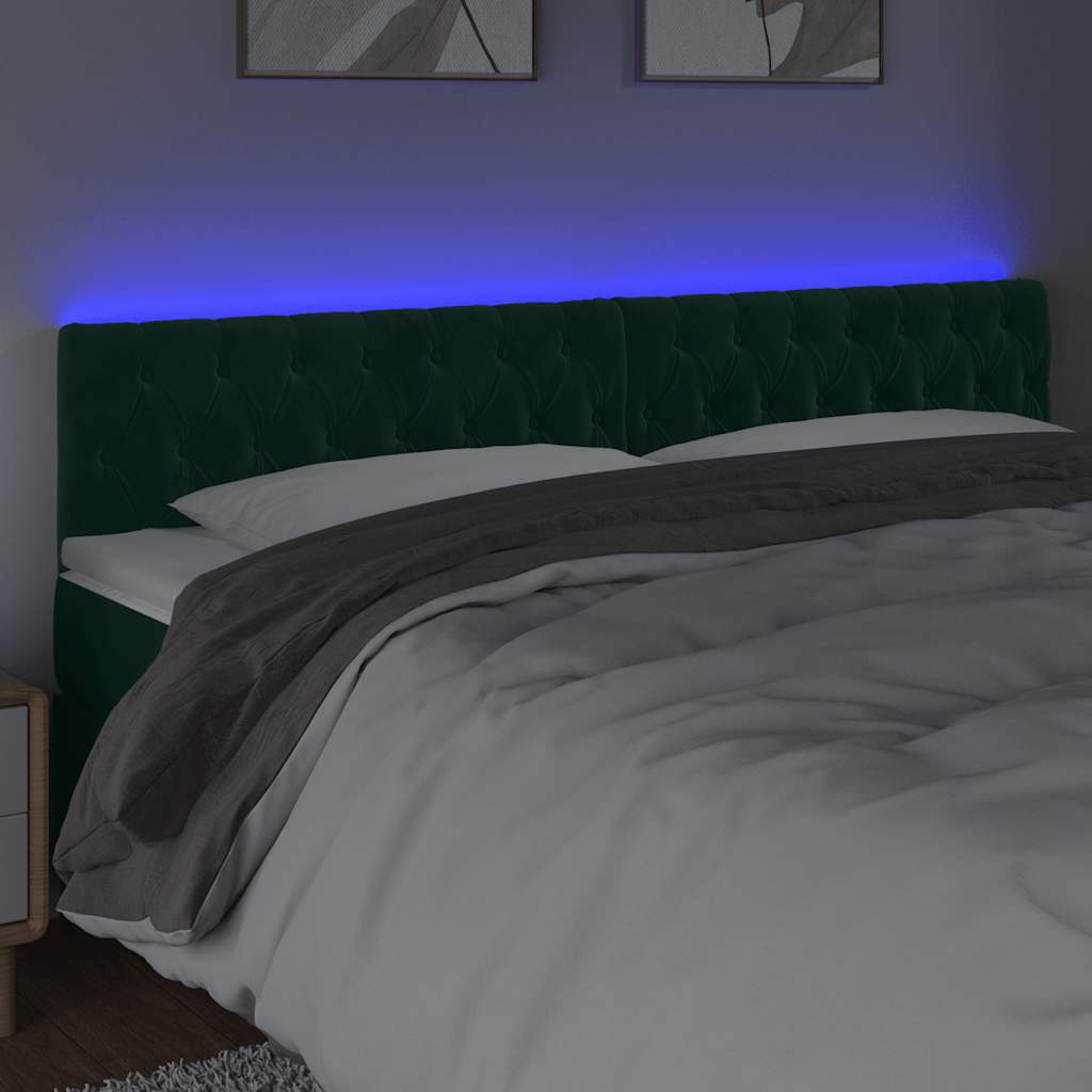 Testiera a LED Verde Scuro 180x7x78/88 cm in Velluto