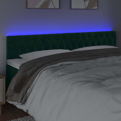 Testiera a LED Verde Scuro 180x7x78/88 cm in Velluto