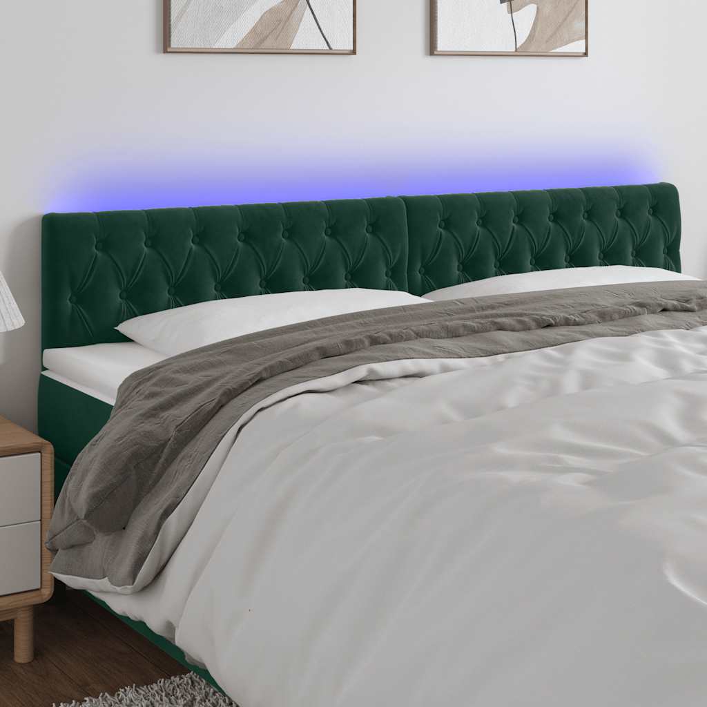 Testiera a LED Verde Scuro 180x7x78/88 cm in Velluto
