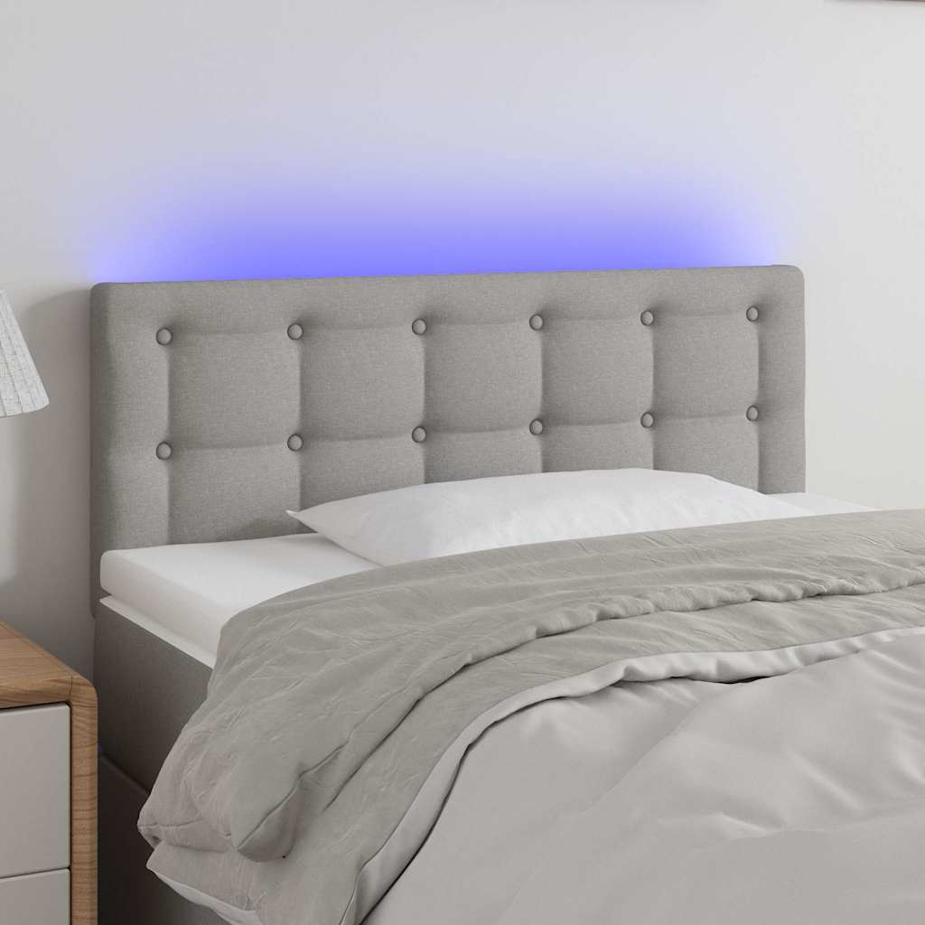 Testiera a LED Grigio Chiaro 100x5x78/88 cm in Tessuto