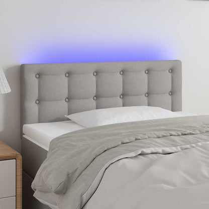 Testiera a LED Grigio Chiaro 100x5x78/88 cm in Tessuto