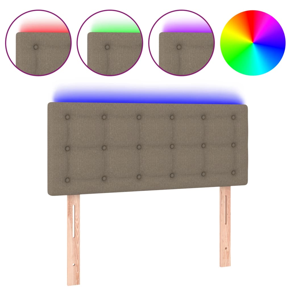 Testiera a LED Tortora 100x5x78/88 cm in Tessuto