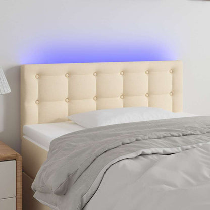 Testiera a LED Crema 100x5x78/88 cm in Tessuto