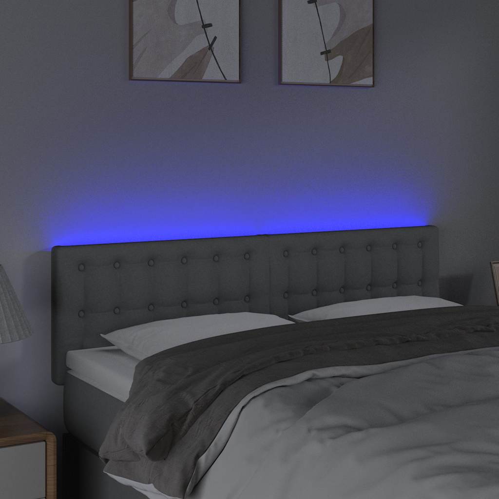 Testiera a LED Grigio Chiaro 144x5x78/88 cm in Tessuto