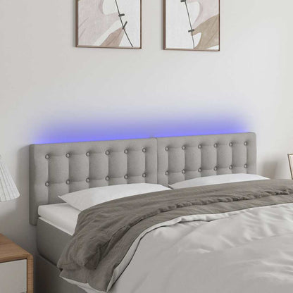 Testiera a LED Grigio Chiaro 144x5x78/88 cm in Tessuto
