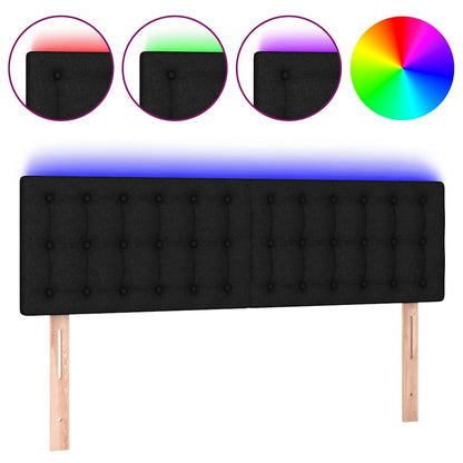 Testiera a LED Nera 144x5x78/88 cm in Tessuto