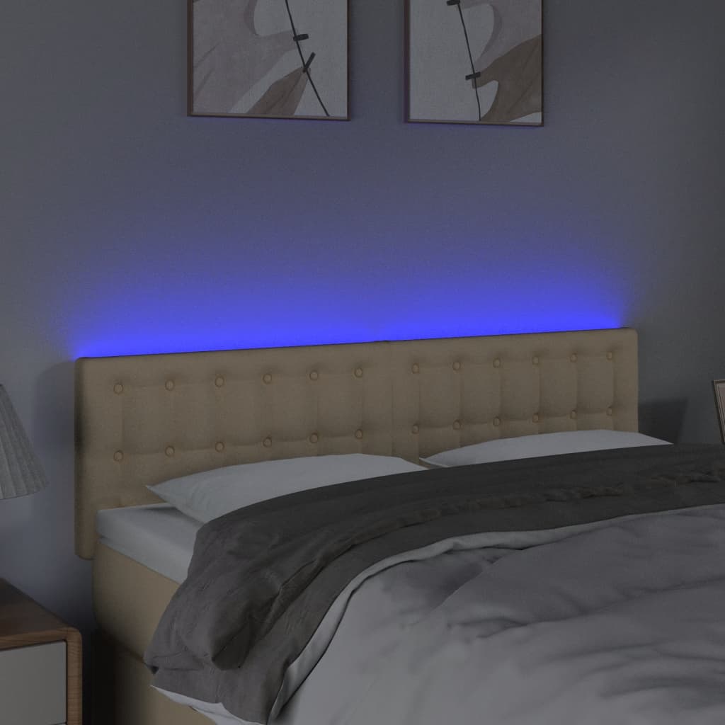 Testiera a LED Crema 144x5x78/88 cm in Tessuto | homemem39