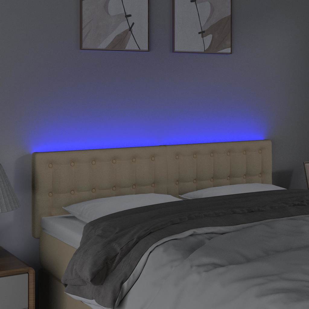 Testiera a LED Crema 144x5x78/88 cm in Tessuto