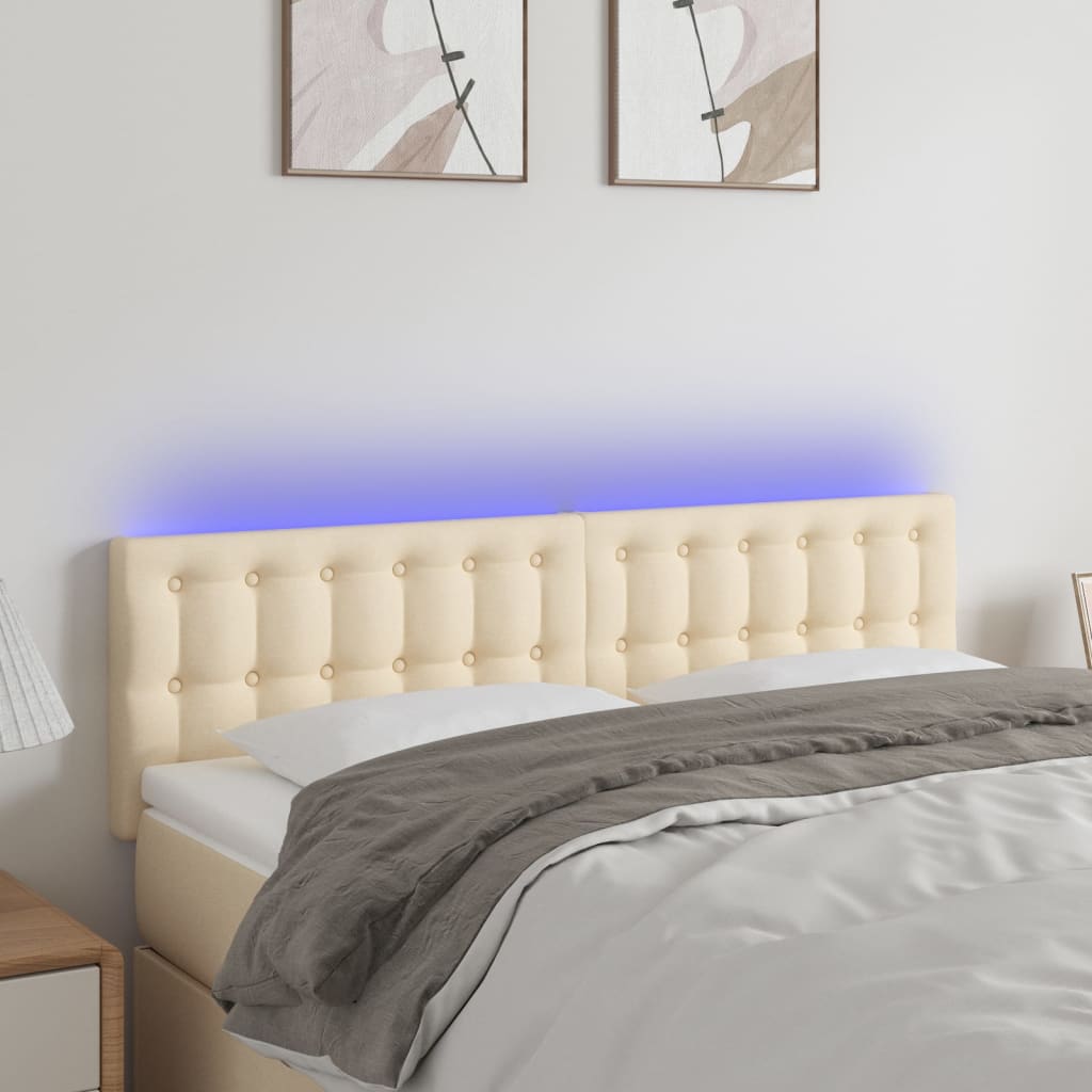 Testiera a LED Crema 144x5x78/88 cm in Tessuto | homemem39
