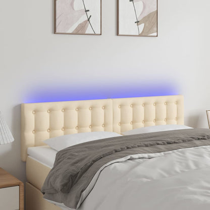 Testiera a LED Crema 144x5x78/88 cm in Tessuto | homemem39