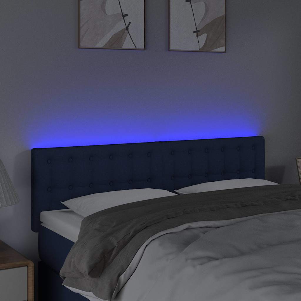 Testiera a LED Blu 144x5x78/88 cm in Tessuto